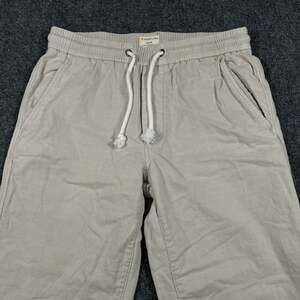 Marine Layer Saturday Stretch Beach Pants S Beige Cotton Elastic Drawstring Mens